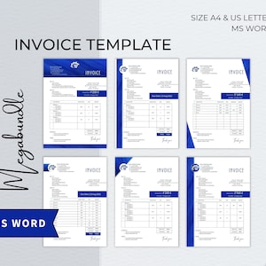 Invoice Word Template Bundle, Editable Custom Receipt, Sales Order Invoice, Printable Professional Invoice, Receipt Invoice Business Form