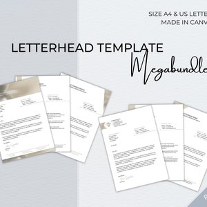 Letterhead Canva Template Bundle, Modern Editable Business Letterhead, Professional Small Business Letterhead, Business Stationary Template