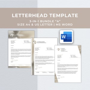 Paquete de plantillas de Word con membrete, membrete empresarial editable moderno, membrete para pequeñas empresas, plantilla de membrete profesional