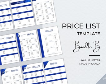Canva-prijslijstsjabloon, bewerkbare salonprijsgids (A4, US Letter)