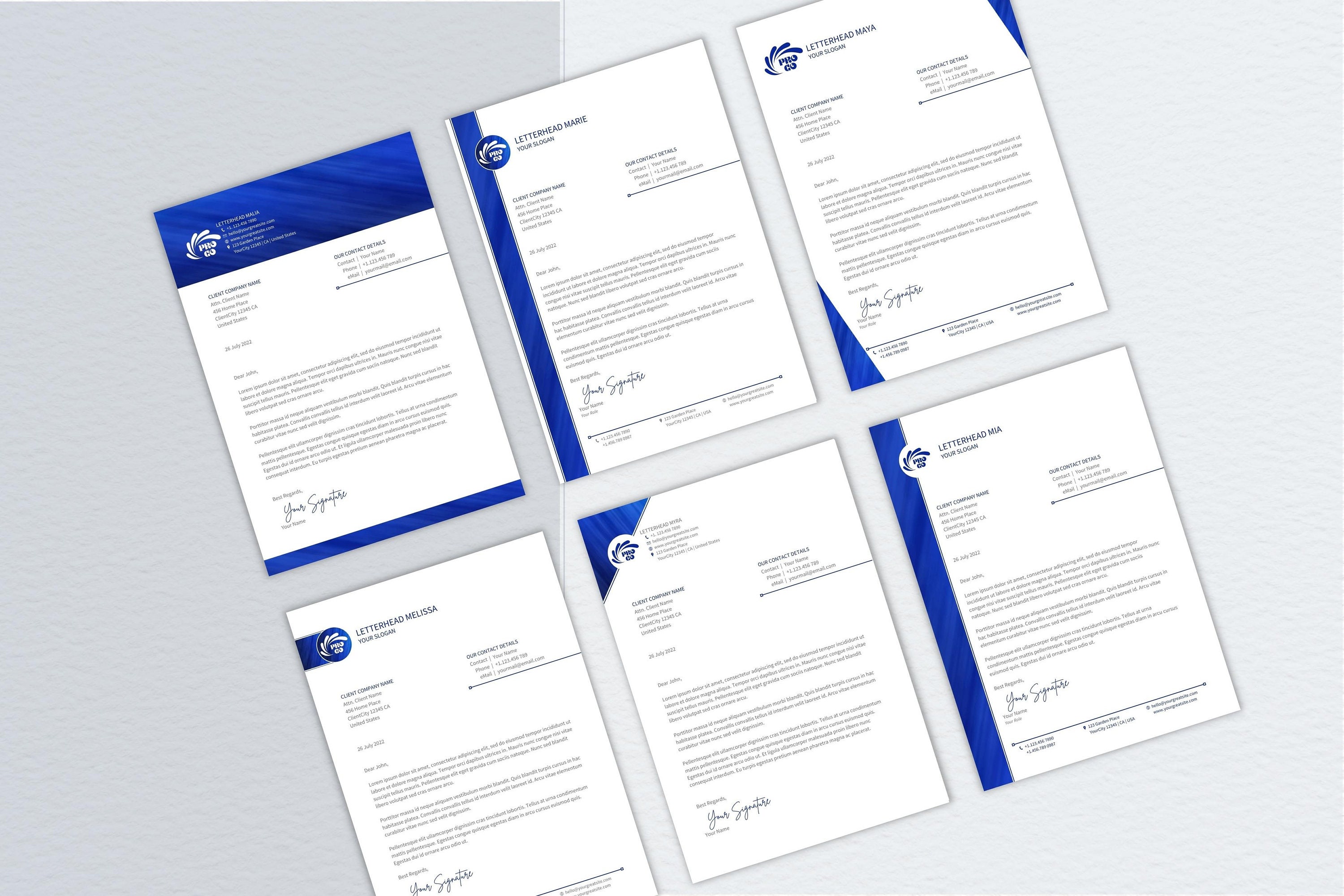 Letterhead Canva Template Bundle, Modern Editable Business Letterhead