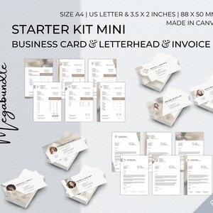 Starter Kit Pacchetto di modelli Canva modificabili, carta intestata aziendale moderna, fattura per piccole imprese, modello di biglietto da visita professionale