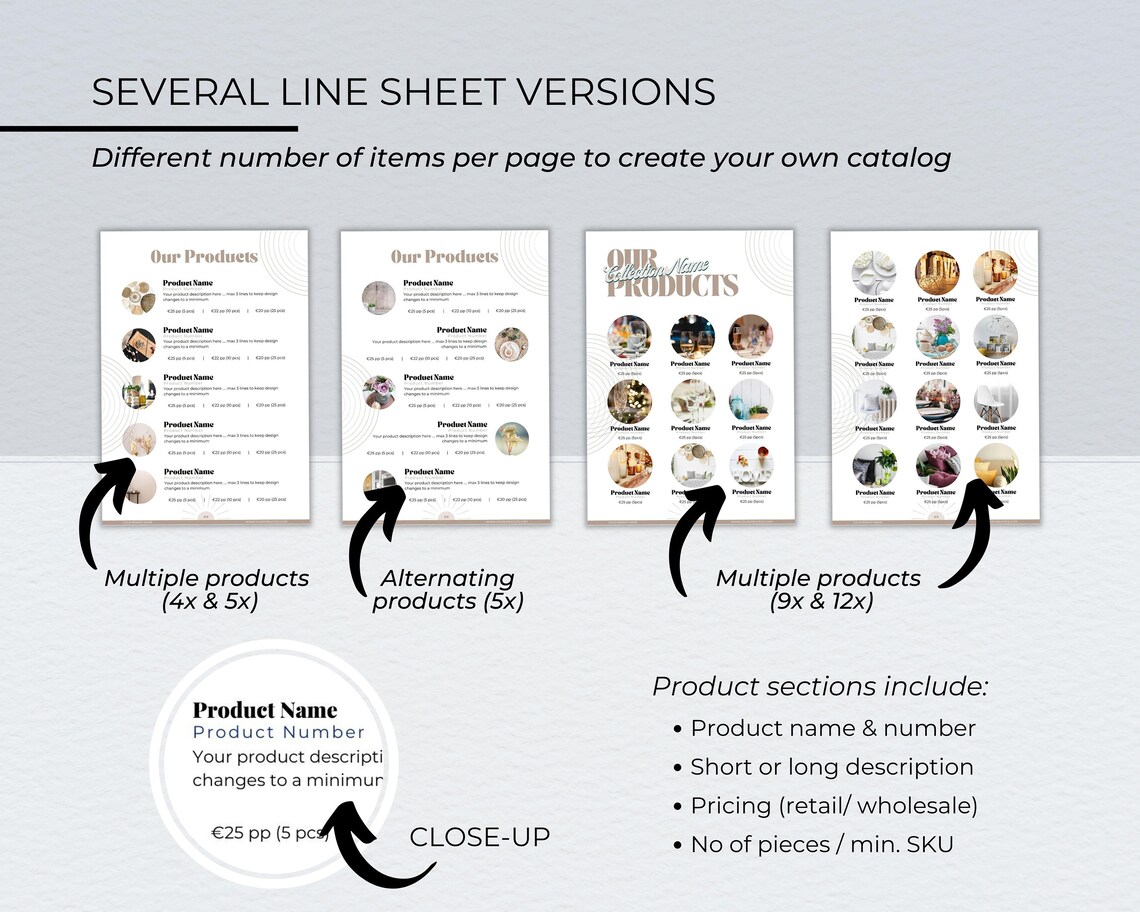 35+ Editable Product Catalog & Line Sheet Templates | Product Pricing ...