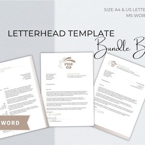 Paquete de plantillas de Word con membrete, membrete empresarial editable moderno, membrete para pequeñas empresas, plantilla de membrete profesional