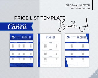 Canva-prijslijstsjabloon: bewerkbare prijsgids voor kleine bedrijven (A4 en US Letter) (digitale download)