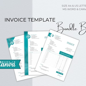 Invoice Canva Template Bundle, Editable Custom Receipt, Sales Order Invoice, Printable Professional Invoice, Receipt Invoice Business Form