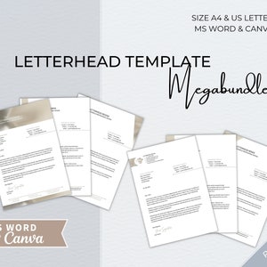 Letterhead Word + Canva Template Bundle, Modern Editable Business Letterhead, Small Business Letterhead, Professional Letterhead Template