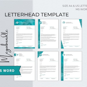 Paquete de plantillas de Word con membrete, membrete comercial editable moderno, membrete elegante para pequeñas empresas, plantilla de membrete profesional