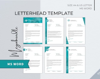 Letterhead Word Template Bundle, Modern Editable Business Letterhead, Stylish Small Business Letterhead, Professional Letterhead Template