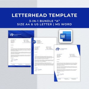 Paquete de plantillas de Word con membrete, membrete empresarial editable moderno, membrete para pequeñas empresas, plantilla de membrete profesional