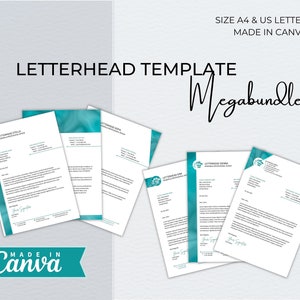Letterhead Canva Template Bundle, Modern Editable Business Letterhead, Elegant Small Business Letterhead, Professional Letterhead Template