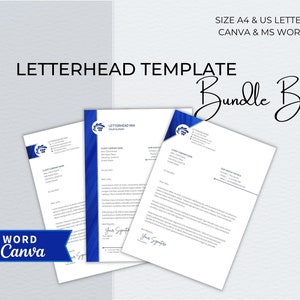 Paquete de plantillas de membrete Canva y Word, membrete comercial editable moderno, membrete para pequeñas empresas, papelería comercial profesional