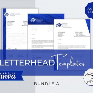 Paquete de plantillas Canva de membrete, membrete comercial editable moderno, plantilla de membrete profesional para pequeñas empresas, papelería comercial