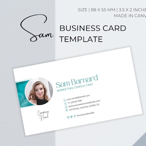 Modèle de carte de visite Canva avec photo ou logo | Carte de visite moderne et minimaliste | Design de carte de visite chic | Cartes de visite professionnelles
