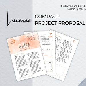 Project Proposal Template, Professional Proposal Canva Template, 3 Pages Compact Project Proposal, Project Management, Modern Pitch Deck