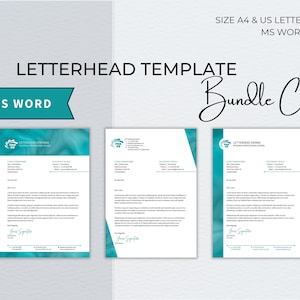 Paquete de plantillas de Word con membrete, membrete empresarial editable moderno, membrete para pequeñas empresas, plantilla de membrete profesional
