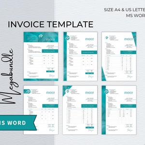 Invoice Word Template Bundle, Editable Custom Receipt, Sales Order Invoice, Printable Professional Invoice, Receipt Invoice Business Form
