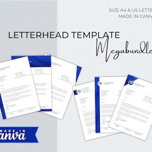 Letterhead Canva Template Bundle, Modern Editable Business Letterhead, Professional Small Business Letterhead, Business Stationary Template
