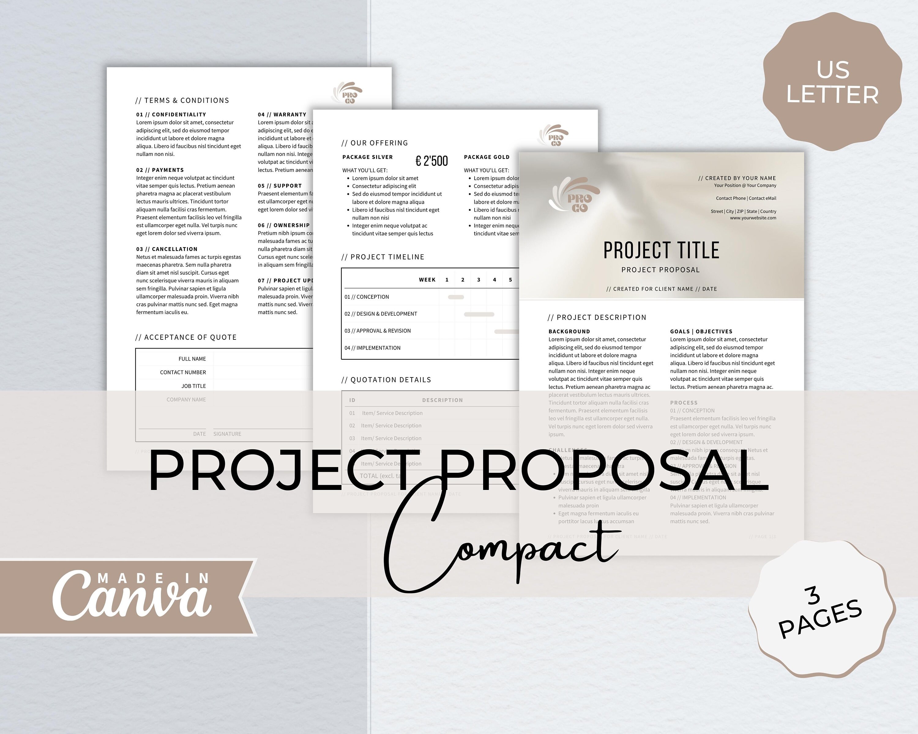 Project Proposal Template, Professional Proposal Canva Template, 3 ...