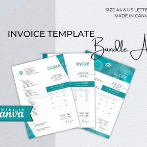 Invoice Canva Template Bundle, Editable Custom Receipt, Sales Order Invoice, Printable Professional Invoice, Receipt Invoice Business Form