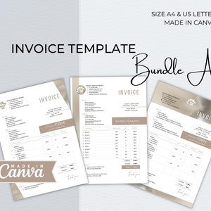 Invoice Canva Template Bundle, Editable Custom Receipt, Sales Order Invoice, Printable Professional Invoice, Receipt Invoice Business Form