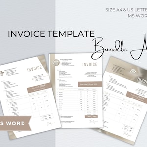 Invoice Word Template Bundle, Editable Custom Receipt, Sales Order Invoice, Printable Professional Invoice, Receipt Invoice Business Form