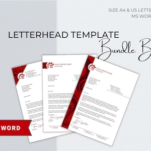 Paquete de plantillas de Word con membrete, membrete empresarial editable moderno, membrete para pequeñas empresas, plantilla de membrete profesional
