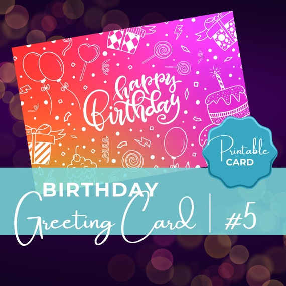 Printable Birthday Card Colorful Happy Birthday Card | Etsy
