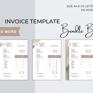 Invoice Word Template Bundle, Editable Custom Receipt, Sales Order Invoice, Printable Professional Invoice, Receipt Invoice Business Form