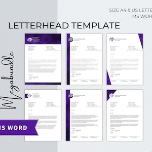 Paquete de plantillas de Word con membrete, membrete empresarial editable moderno, membrete para pequeñas empresas, plantilla de membrete profesional