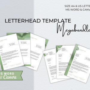 Letterhead Word+Canva Template Bundle, Modern Editable Business Letterhead, Letterhead for Small Business, Professional Letterhead Template