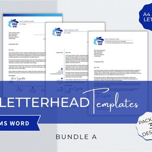 Paquete de plantillas de Word con membrete, membrete empresarial editable moderno, membrete para pequeñas empresas, plantilla de membrete profesional