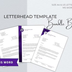 Letterhead Word Template Bundle, Modern Editable Business Letterhead, Letterhead for Small Business, Professional Letterhead Template