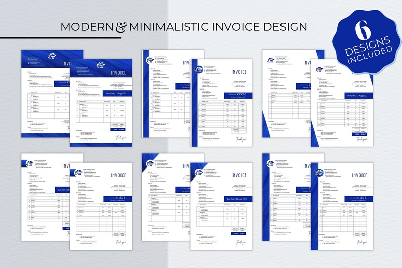 Editable Invoice Template Bundle, Professional Business Form (MS Word ...
