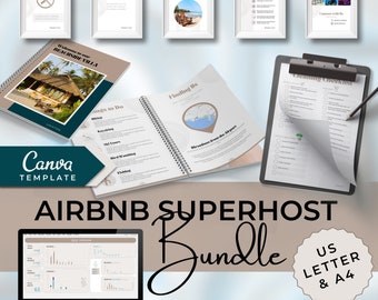 Airbnb Superhost Canva Template Bundle | Welcome Book, Checklist, Signs (Digital)
