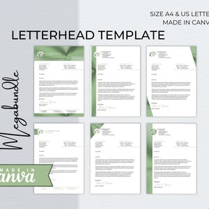 Letterhead Canva Template Bundle, Modern Editable Business Letterhead, Professional Small Business Letterhead, Business Stationary Template