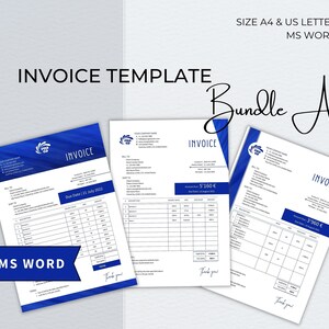 Invoice Word Template Bundle, Editable Custom Receipt, Sales Order Invoice, Printable Professional Invoice, Receipt Invoice Business Form
