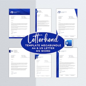 Paquete de plantillas de Word con membrete, membrete empresarial editable moderno, membrete para pequeñas empresas, plantilla de membrete profesional