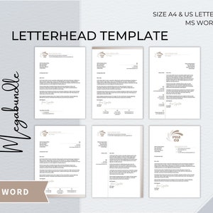 Paquete de plantillas de Word con membrete, membrete comercial editable moderno, membrete minimalista para pequeñas empresas, membrete profesional