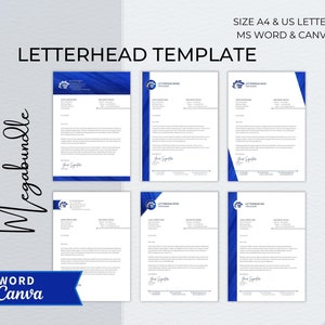 Letterhead Word & Canva Template Bundle, Modern Editable Business Letterhead, Small Business Letterhead, Professional Letterhead Template
