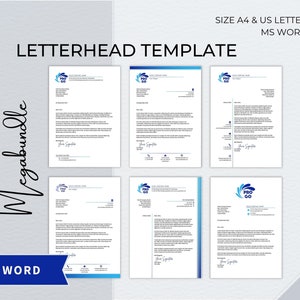 Paquete de plantillas de Word con membrete, membrete comercial editable moderno, membrete minimalista para pequeñas empresas, membrete profesional