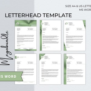 Letterhead Word Template Bundle, Modern Editable Business Letterhead, Letterhead for Small Business, Professional Letterhead Template
