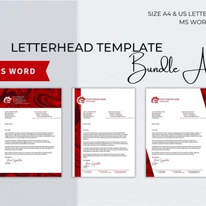 Paquete de plantillas de Word con membrete, membrete empresarial editable moderno, membrete para pequeñas empresas, plantilla de membrete profesional