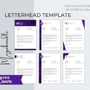 Paquete de plantillas Word+Canva de membrete, membrete empresarial editable moderno, membrete para pequeñas empresas, plantilla de membrete profesional