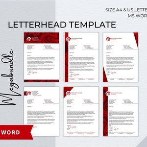 Paquete de plantillas de Word con membrete, membrete empresarial editable moderno, membrete para pequeñas empresas, plantilla de membrete profesional