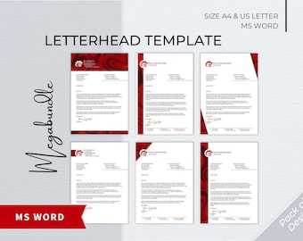 Letterhead Word Template Bundle, Modern Editable Business Letterhead, Letterhead for Small Business, Professional Letterhead Template