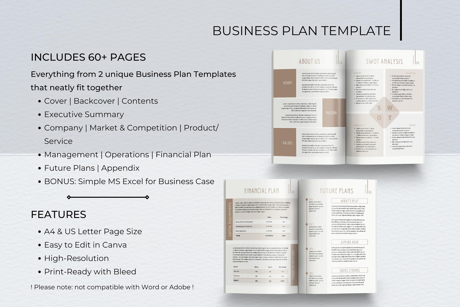 Business Plan Template, Professional Business Planner Proposal, Startup ...