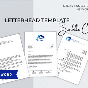 Letterhead Word Template Bundle, Modern Editable Business Letterhead, Letterhead for Small Business, Professional Letterhead Template