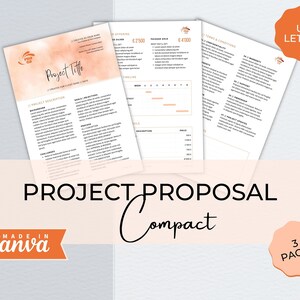 Project Proposal Template, Professional Proposal Canva Template, 3 Pages Compact Project Proposal, Project Management, Modern Pitch Deck