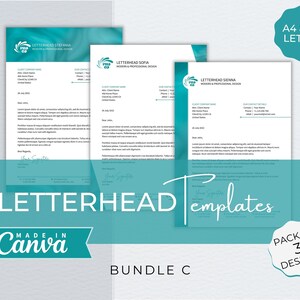 Paquete de plantillas Canva de membrete, membrete empresarial editable moderno, membrete para pequeñas empresas, plantilla de membrete profesional